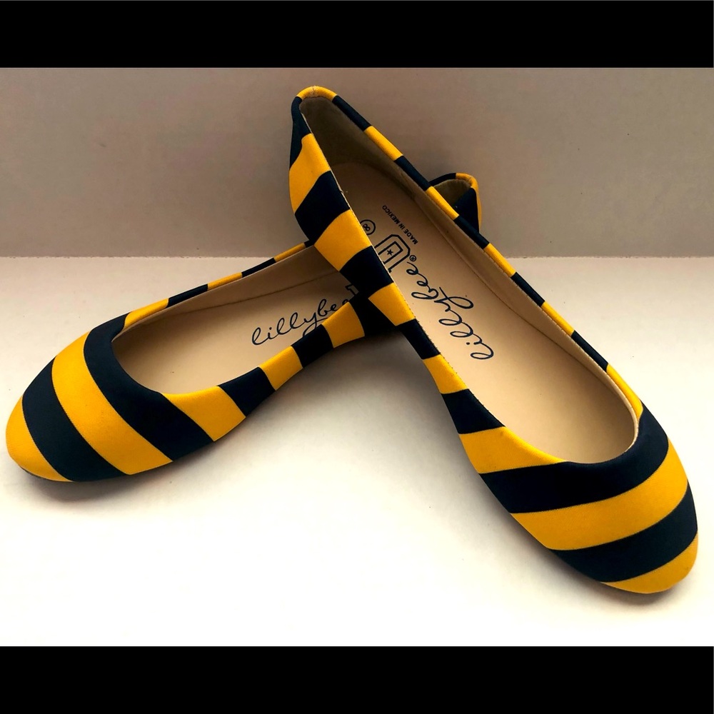 NEW Women’s Lillybee U Striped Flats Yellow/Navy Sizes 6 & 8
